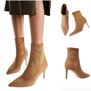 Khloy stretch tan brown heeled booties size 10